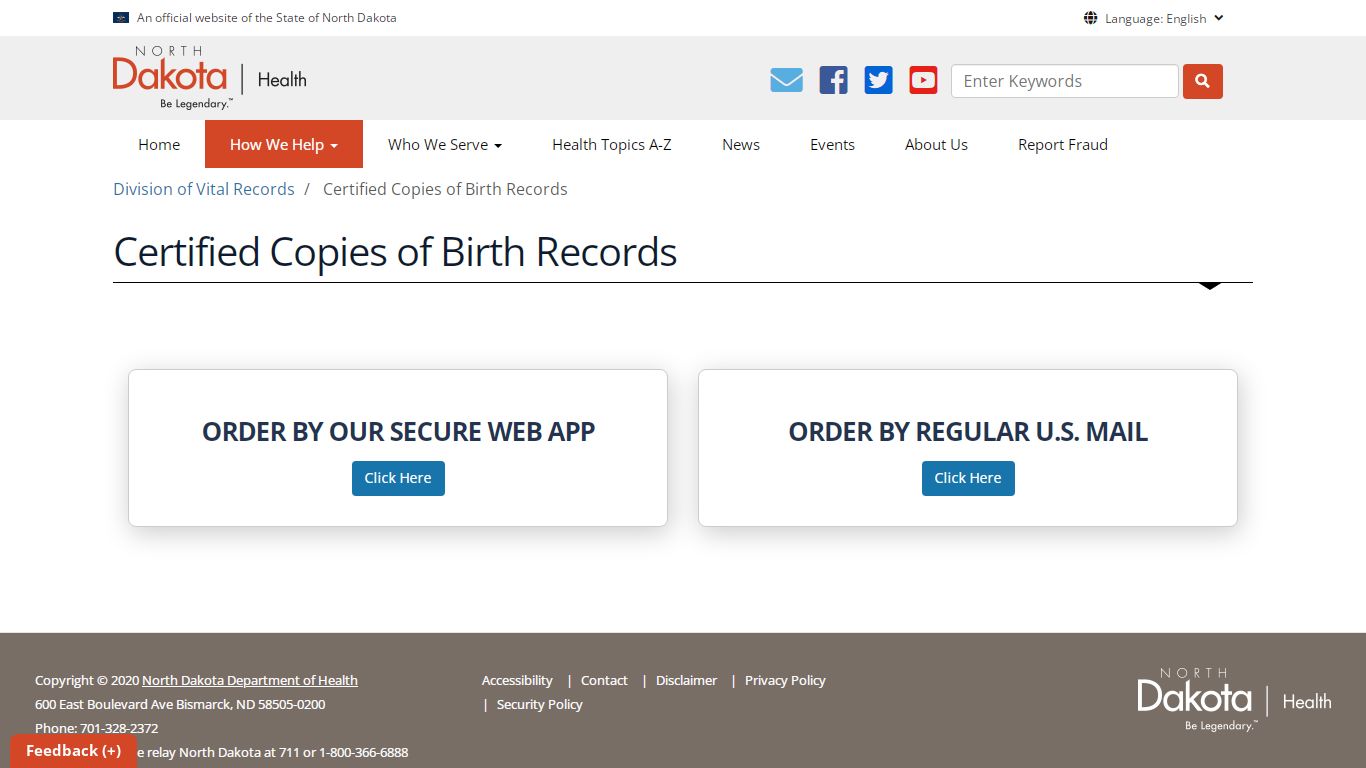 Certified Copies of Birth Records | Department of Health
